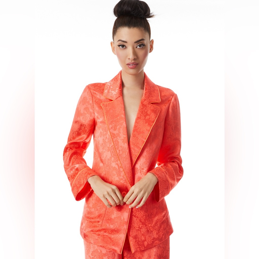 NWT ALICE + OLIVIA Shanda Jacquard Satin Pajama Blazer Size XS